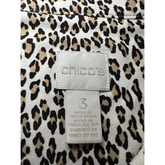 Chico's Leopard print Batwing Sleeve Tie Neck Blouse Size‎ 3 - Picture 7 of 8